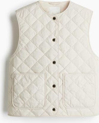 H&M Quilted Gilet in Light Beige at Nordstrom, Size Xx-Large