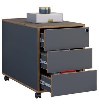VCM Roll Container Contenedor Lateral Con Tres Cajones Dimensiones Aprox. Al. 50 X An. 39 X T. 70 Cm Envase De Oficina Con Cerradura - Salia (antracita) -
