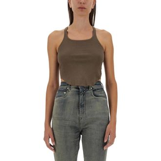 Rick Owens Sleeveless Tops, female, Beige, Size: M Basic Tank Cropped