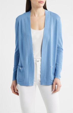 Anne Klein Malibu Open Front Cardigan in Lagoon at Nordstrom, Size X-Large P