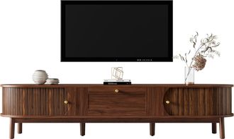 STILVORA Mueble Tv Con 2 Cajones Y 2 Puertas Correderas, Esquinas Redondeadas, Estilo Moderno, 170&times;39,5&times;38 Cm, Mdf, Nogal