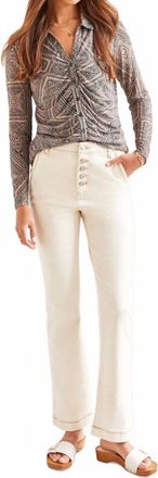Tribal Brooke Shank Button Fly Micro Flare Jeans In Ecru
