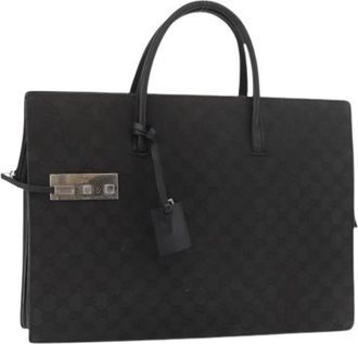 Gucci Pre-owned Vintage GG Canvas Tote - Dames - Vintage Shopper - Zwart - ONE Size - Leer - Vintage