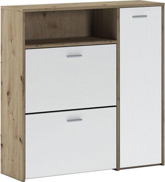 Dmora Mobile da ingresso Adriatico, Entratina appendiabiti, Composizione per atrio, Consolle portaoggetti multifunzione, 92x27h94 cm, Rovere e Bianco