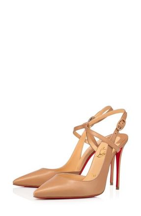 Christian Louboutin Jenlove Ankle Strap Pointed Toe Pump in Pk1A Nude at Nordstrom, Size 10.5Us