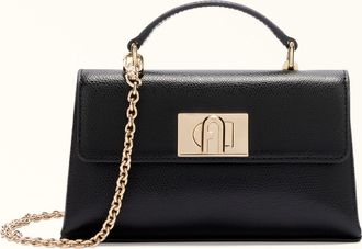 Furla 1927 Mini Bag Nero Black Textured Leather Woman