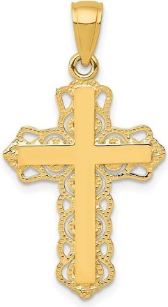 Diamond2Deal 10k Yellow Gold Lace Trim Cross Pendant