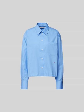 Victoria Beckham Hemdbluse mit Label-Stitching in Sky, Gr&ouml;&szlig;e 34