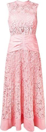 Self Portrait Pink Sleeveless Lace Midi Dress Size M