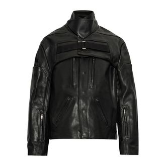 Rick Owens Leren jas met kraag - Heren - Leren en Su&egrave;de Jassen - Zwart - L - Katoen - Jassen