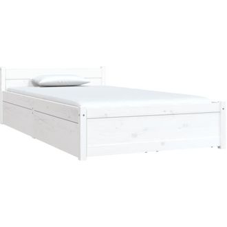 vidaXL Bed Frame without Mattress with Drawers White Single vidaXL