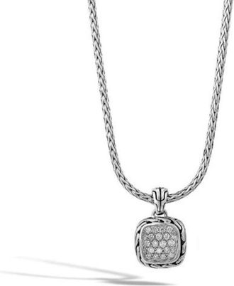 John Hardy Classic Chain Silver Pendant Necklace with Diamonds - NBP992412DIX16-18