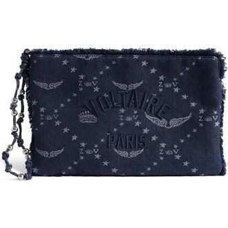 Zadig&Voltaire Angel Denim Clutch in Silent at Nordstrom