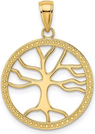Diamond2Deal 14k Gold Large Tree Of Life In Round Frame Charm