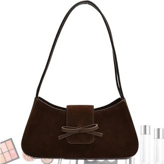 Generic Frosted Bow Shoulder Bag - Multipurpose Underarm Satchel Bag for Daily Life | Portable PU Leather Shoulder Bags with Adjustable Strap for Commuting, S