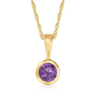 RS Pure by Ross-Simons Amethyst Pendant Necklace in 14kt Yellow Gold