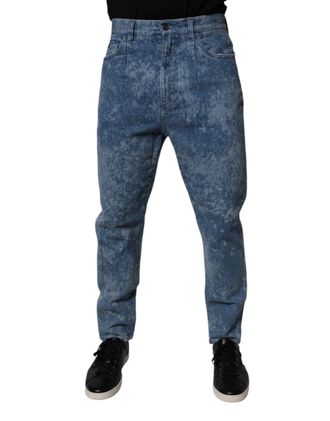 Dolce & Gabbana Blue Tie Dye Cotton Skinny Men Denim Jeans Elastane Clothing