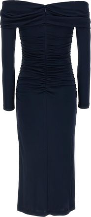 Carolina Herrera Womens Blue Marabou Midi Dress