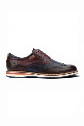 Pikolinos Pikolinos Mens Brown Burgundy Leather Brogue Lace-Up Oxford Shoes - Avila