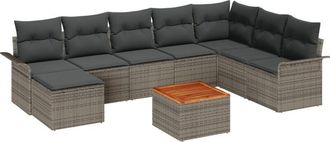 vidaXL Garden Sofa Set 9 pcs Grey Poly rattan vidaXL