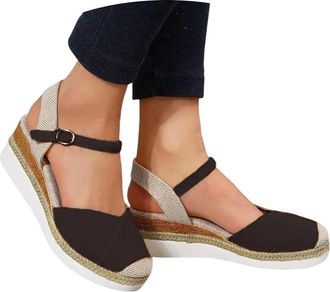 Generic Closed Toe Platform Wedge Sandals, Sandals for Women 2026 Espadrilles Wedges Heel Casual, Womens Espadrilles Dressy Summer, Comfortable Summer Shoes w