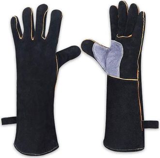 OEM Guantes Extremadamente Resistentes Al Fuego Y Al Calor, De Cuero Con Costuras De Kevlar, Perfectos Para Chimeneas, Estufas, Hornos, Parrillas, Soldadu