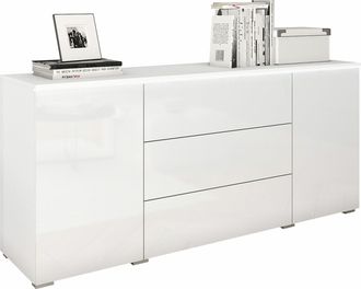 Mirjan24 C&oacute;moda Sarasota 142, Blanco + Blanco Brillante, Con Cajones Y Puertas, N&uacute;mero De Cajones: 0, 66x150x40cm, Led