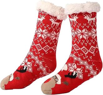 Generic Symtmetry Cute Animal Ultra-Thick Slipper Home Socks,Soft Cashmere Lining Non Slip Thick Floor Socks (D)