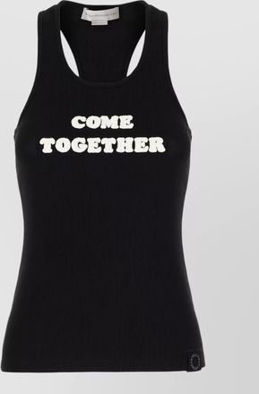 Stella McCartney stretch cotton top graphic text ribbed