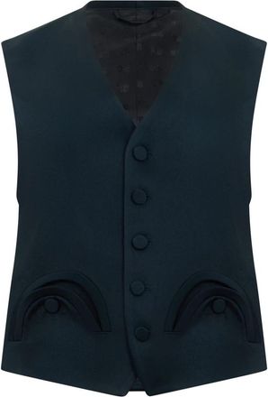 Blaz&eacute; Milano Novalis Feral Satin Gilet - Dames - Gillet - Blauw - S - Satijn - Kostuums