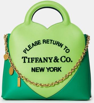 Tiffany & Co. Womens Accessories Charm Tote with Chain and Lettering in Green - One Size
