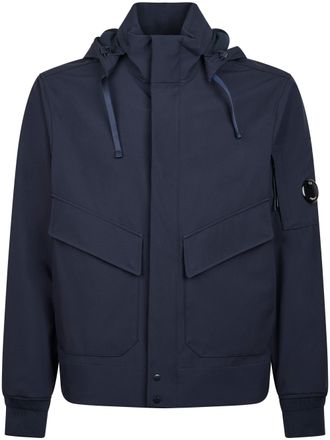 C.P. Company Structured Blue Hooded Jacket with Distinctive Lens Detail