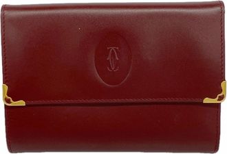 Cartier Bordeaux Leather Wallet (Tri-Fold) (Pre-Owned)