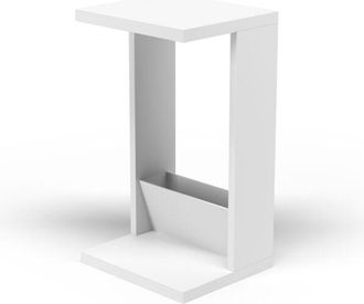 HERDASA Herdasa, Mesa auxiliar baja, modelo MAGAZINE, en melamina color blanco