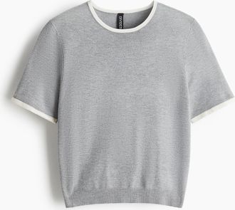 H&M T-Shirt aus Feinstrick - Graumeliert