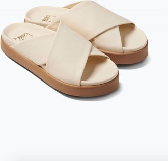 beek Womens Hen Platform Slide Leather Sandal In Eggshell