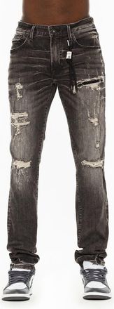 Cult of Individuality Rocker Ripped Slim Fit Straight Leg Jeans in Dodge at Nordstrom, Size 40