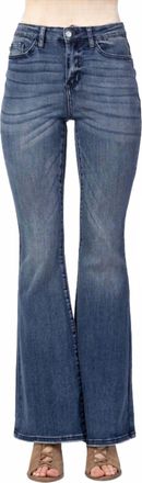 Judy Blue Howdy High Waist Contrast Trouser Flare Jean - Plus Sizes In Medium Wash