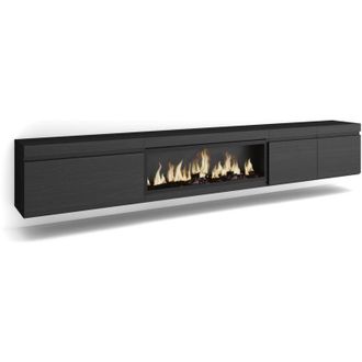 Skraut Home Skraut Home - Mobile tv Soggiorno, Ampio spazio a disposizione, 288x45x35 cm, tv di grande formato, Camino elettrico xxl, Sospeso, da appendere