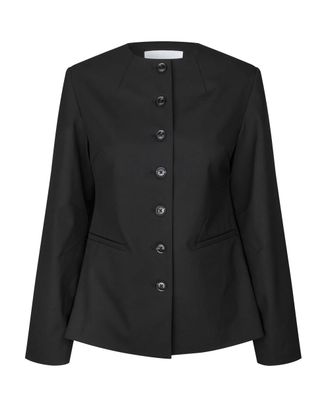Sams&oslash;e & Sams&oslash;e Black Sarhino Round Neck Fitted Blazer