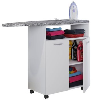 ebuy24 Vcm Caja De Cajones De Madera Tabla De Planchar Tabla Lateral Armario De Planchado Dimensiones Aprox. Al. 86 X An. 112 X P. 37 Cm - Bigilo (blanco)