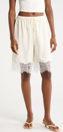 Staud Verano Silk & Lace Shorts in White at Nordstrom, Size Medium