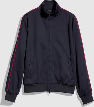 Gucci Shiny Technical Jersey Zip Jacket, Size XXXL, Blue, Ready-to-wear