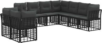 vidaXL Conjunto De Sof&aacute;s De Exterior Negro Poli&eacute;ster Vidaxl