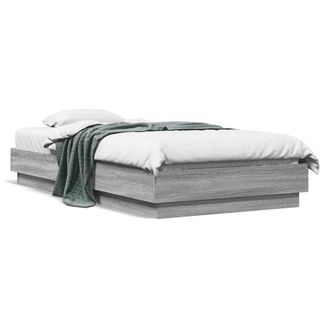 Berkfield Home Bed Frame without Mattress with LED Lights Grey Sonoma 75x190 cm Small Single
