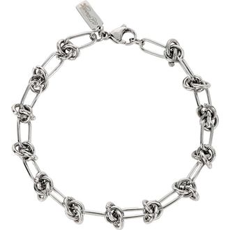 Ed Hardy Mens Stainless Steel Knot Station Chain Bracelet in Silver at Nordstrom Rack