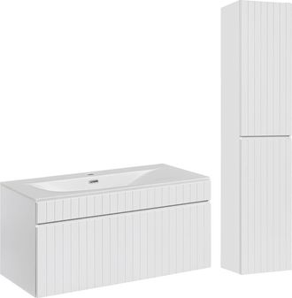 Petits Meubles Conjunto mueble lavabo individual tableros laminados blanco
