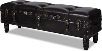 vidaXL Storage Bench 43.7 Dark Brown Solid Wood Pine & Faux Leather