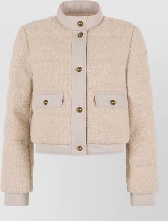 Moncler blandy short down jacket wool blend boucle