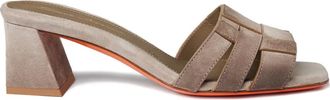 Santoni block-heel leather sandals - women - Rubber/Calf Leather/Calf Leather - 38 1/2 - Neutrals